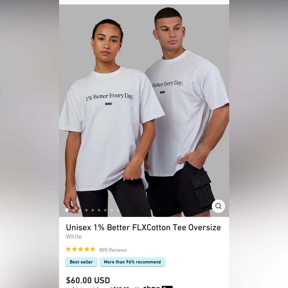 LSKD Unisex 1% Better Everyday FLXCotton Tee Oversized NWOT